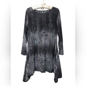 Como No? asymmetric L Top Tunic Gray Velvet Burnout Fairy Grunge Whimsigoth Y2K